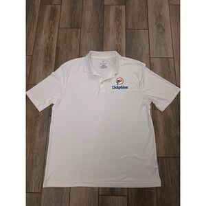Fanatics Miami Dolphins Mens XL White Short Sleeve Performance Polo Shirt NFL